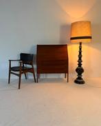 Vintage keramieken Bubble vloerlamp, Kaiser Leuchten ‘60, Huis en Inrichting, Lampen | Vloerlampen, Metaal, Vintage retro buisframe design rotan webbing papercord deens