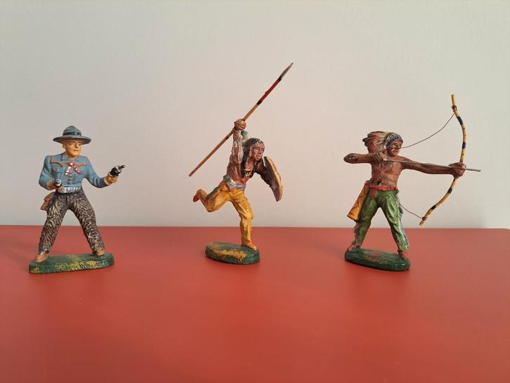 3 originele Elastolin figuren (7cm,1948-1955)composiet., Antiek en Kunst, Antiek | Speelgoed, Ophalen of Verzenden