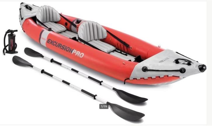 Intex Excusrsion Pro Dubbele opblaasbare Kano Kompleet, Watersport en Boten, Kano's, Zo goed als nieuw, Kajak, Twee personen, Opblaasbaar