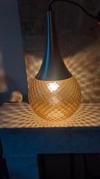 Vintage Hanglamp met Amberkleurig Glas, Huis en Inrichting, Lampen | Hanglampen, Vintage, Ophalen of Verzenden, Zo goed als nieuw