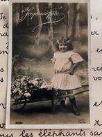 1910 Joyeuse Fête - meisje met kruiwagen vol bloemen (NN), Ophalen of Verzenden, Voor 1920, Gelopen, Kinderen