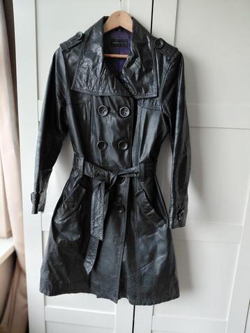 Echt leren trenchcoat - paarse voering beschikbaar voor biedingen