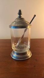 Glas met tin (95%) marmelade potje. 15 cm hoog., Antiek en Kunst, Ophalen of Verzenden