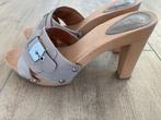 Hoge taupe lederen kleppers Scholl mt 40, Scholl, Bruin, Zo goed als nieuw, Sandalen of Muiltjes