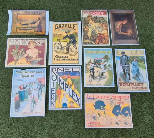 Set van 10 retro posters fietsthema, Verzamelen, Posters, Gebruikt, Reclame, A1 t/m A3, Overige vormen, Ophalen of Verzenden