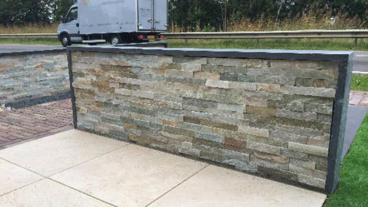 Natuur steenstrips mix Quartzite, Tuin en Terras, Tegels en Klinkers, Nieuw, Overige typen, Keramiek, 10 m² of meer, Ophalen