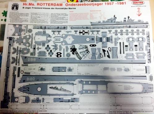(102) Bouwplaat onderzeebootjager Hr Ms Rotterdam 1/350, Hobby en Vrije tijd, Modelbouw | Boten en Schepen, Gebruikt, 1:200 of kleiner