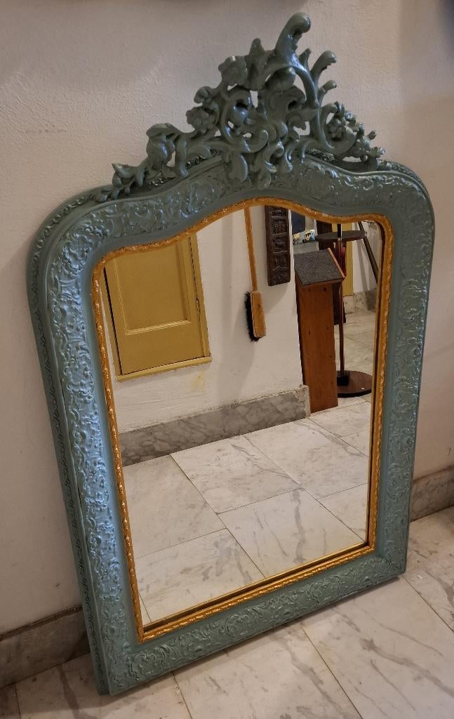 Franse schoorsteenspiegel antiek, Ophalen, Rechthoekig, 50 tot 100 cm, 100 tot 150 cm