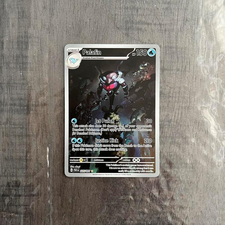 Palafin 225/091 AR, Hobby en Vrije tijd, Verzamelkaartspellen | Pokémon, Zo goed als nieuw, Ophalen of Verzenden