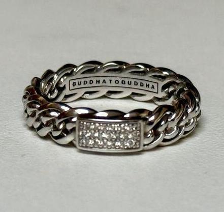 Buddha to Buddha ring 14 karaat witgoud met diamant! NIEUW!, Sieraden, Tassen en Uiterlijk, Ringen, Nieuw, Dame, 17 tot 18, Goud