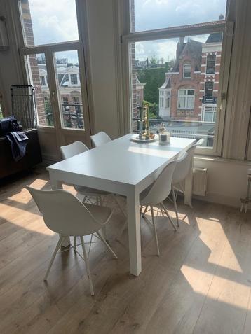 Ikea Eettafel Laneberg Wit met Stoelen (6)