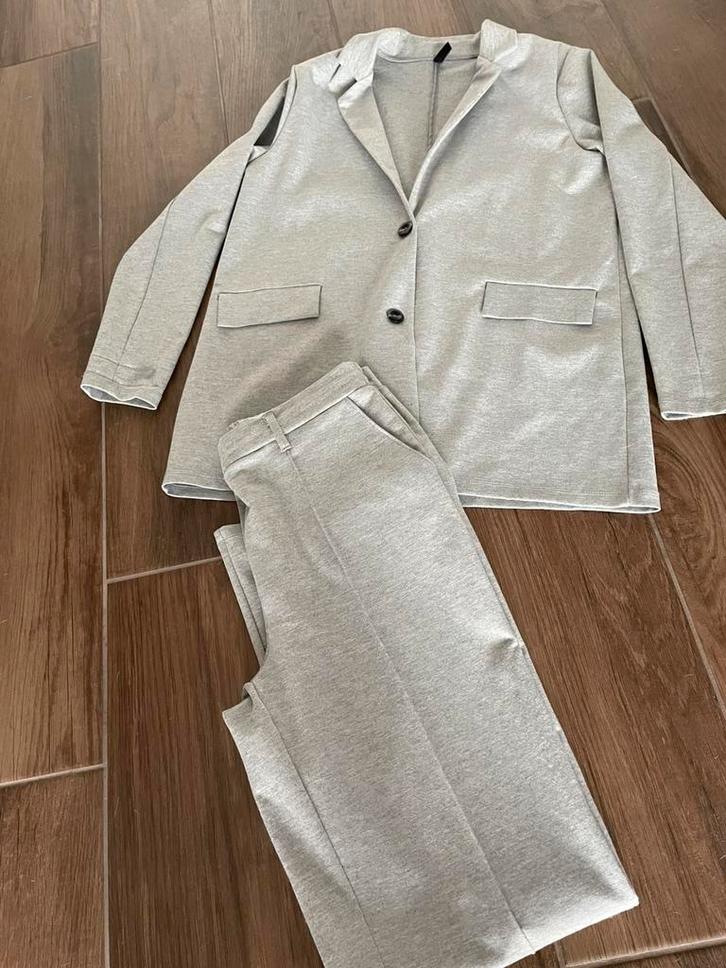 Mooi grijs damespak maat L, Kleding | Dames, Jasjes, Kostuums en Pakken, Zo goed als nieuw, Maat 38/40 (M), Grijs, Ophalen of Verzenden
