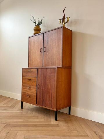 Vintage wandmeubel simpla lux teak hout jaren 50/60/70 beschikbaar voor biedingen