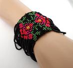 Kleurrijke armband van glaskraaltjes, Verzenden, Zo goed als nieuw, Zwart, Overige materialen