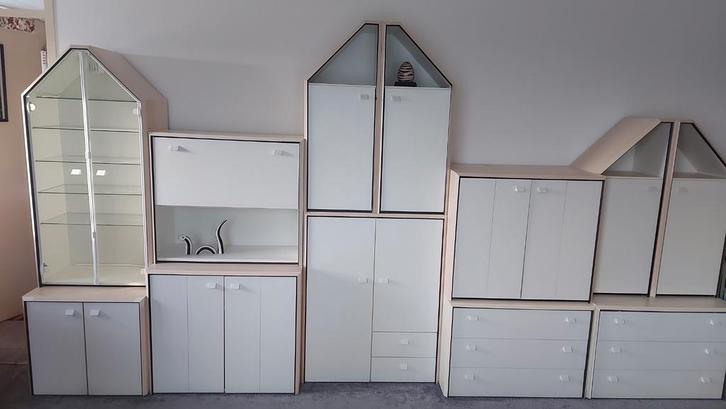 Modulaire kastenwand wit met zwart accent, Huis en Inrichting, Kasten | Wandmeubels, Gebruikt, 150 tot 200 cm, 300 cm of meer