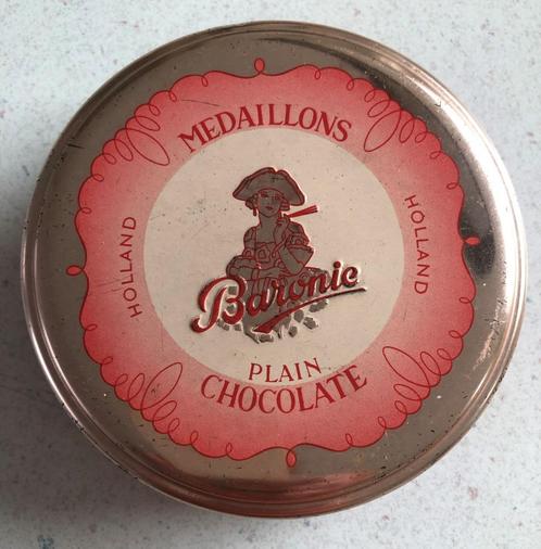 BARONIE blik chocolate medaillons - diameter 11,5 cm, Verzamelen, Retro, Huis en Inrichting, Ophalen of Verzenden