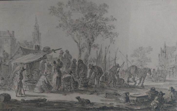 Jan van Goyen (1596 – 1656) - Litho op gelaagd papier - 1850, Antiek en Kunst, Kunst | Litho's en Zeefdrukken, Ophalen of Verzenden