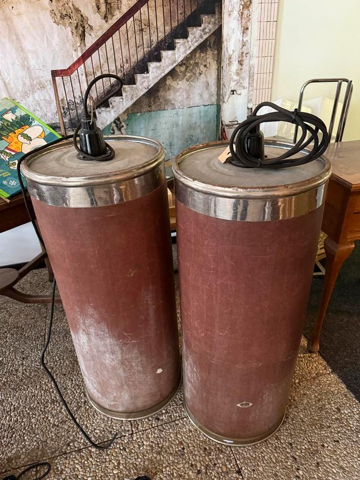 2 Vintage Industriële Lampen - Uniek!, Huis en Inrichting, Lampen | Vloerlampen, Gebruikt, 100 tot 150 cm, Metaal, Ophalen of Verzenden