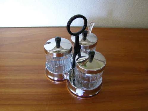 Olie/azijn/mosterd set, Huis en Inrichting, Keuken | Servies, Zo goed als nieuw, Overige stijlen, Glas, Ophalen of Verzenden