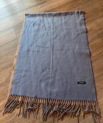Cashmere luxe brede nieuwstaat sjaal omslagdoek blauw taupe beschikbaar voor biedingen
