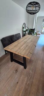 Stoere Eettafel met Bank - Industrieel Design, Huis en Inrichting, Ophalen, Gebruikt, 200 cm of meer, Vijf personen of meer