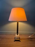 Vintage tafellamp met onyx marmeren voet met leeuwenpootjes, Ophalen of Verzenden