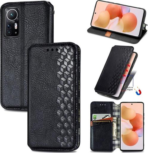 Luxe PU Lederen Wallet Case Set voor Xiaomi 12 / 12X _ Zwart, Telecommunicatie, Mobiele telefoons | Hoesjes en Frontjes | Overige merken
