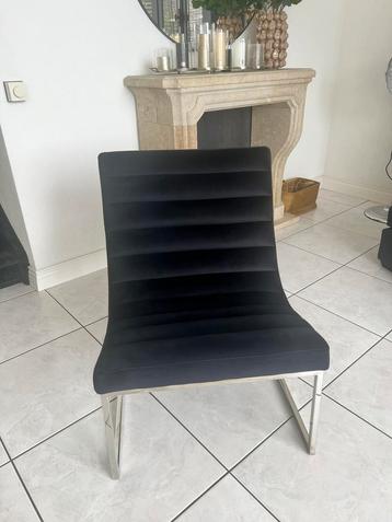 Riviera Mason stoel, zwart velvet met zilveren onderstel