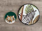 Ronde wanddecoratie jungle tijger zebra, Ophalen, Zo goed als nieuw, Wanddecoratie