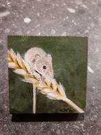 mini schilderijtje muisje ( 7 x 7 cm ), Ophalen, Minder dan 50 cm, Oorspronkelijke maker, Nieuw