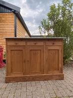 Stoer dressoir kast driedeurs met marmer, Huis en Inrichting, Kasten | Dressoirs, Ophalen, Gebruikt, Teakhout, Landelijk