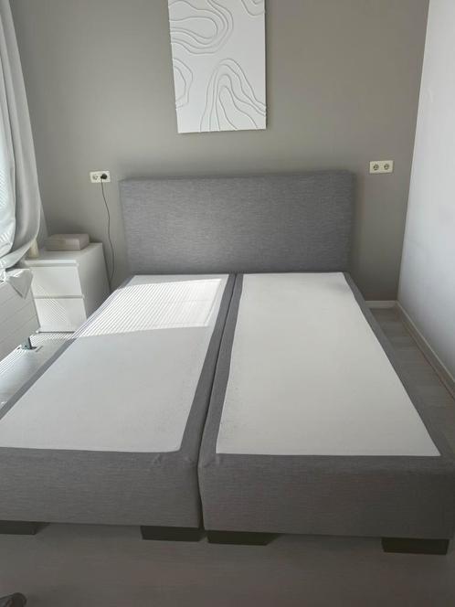 Tweepersoonsbed 160x200, Huis en Inrichting, Slaapkamer | Boxsprings, 160 cm, Tweepersoons, Grijs, Ophalen