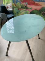 Moderne glazen ovale eettafel in hoogte verstelbaar!, Huis en Inrichting, 50 tot 100 cm, 150 tot 200 cm, Gebruikt, Modern, strak