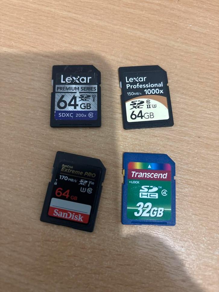 SD Kaarten Set - 32GB & 64GB, Audio, Tv en Foto, Fotografie | Geheugenkaarten, Gebruikt, SDXC, 64 GB, Fotocamera, Ophalen of Verzenden