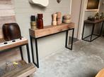 Sidetable eiken balk stalen frame 130cm, Huis en Inrichting, Ophalen, 100 tot 150 cm, Nieuw, 25 tot 50 cm