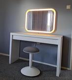 Mooie kaptafel met verlichte spiegel en kruk Ikea, Huis en Inrichting, Tafels | Kaptafels, Ophalen, 100 tot 150 cm, Zo goed als nieuw