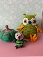 Hand gehaakte setje groen Uil en pompoen, Hobby en Vrije tijd, Breien en Haken, Ophalen of Verzenden, Nieuw, Haken, Overige typen