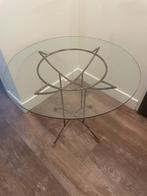 Bijzettafel met glazen blad, Huis en Inrichting, Ophalen, Gebruikt, Rond, 55 tot 75 cm