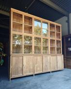 Gigantische hoge antieke laboratoriumkast | Teakhout #2268, Huis en Inrichting, Kasten | Vitrinekasten, Niet ingevuld, 200 cm of meer