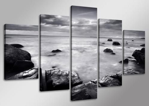 Nieuw * 5 Luik van Canvas * Zwart Wit Zee 80x160cm, Antiek en Kunst, Kunst | Schilderijen | Klassiek, Ophalen of Verzenden