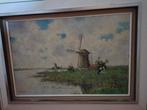 Schilderij van Bernard Medema. Landschap met molen en koe, Antiek en Kunst, Kunst | Schilderijen | Klassiek, Ophalen