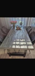 Grijze  eettafel, Tuin en Terras, Tuintafels, Ophalen of Verzenden, Zo goed als nieuw, Rechthoekig, Hout