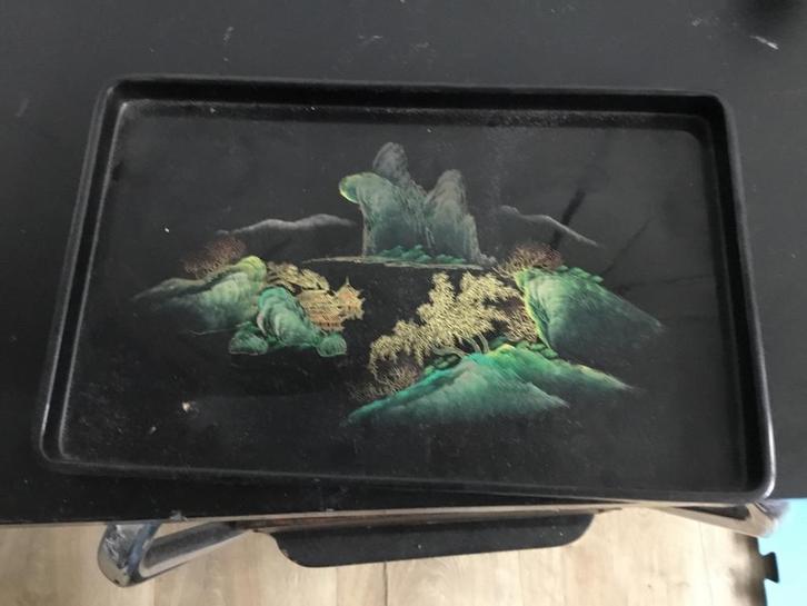 Mooi dienblad met Aziatisch landschap, Huis en Inrichting, Woonaccessoires | Dienbladen, Gebruikt, Kunststof, Rechthoekig, Ophalen of Verzenden
