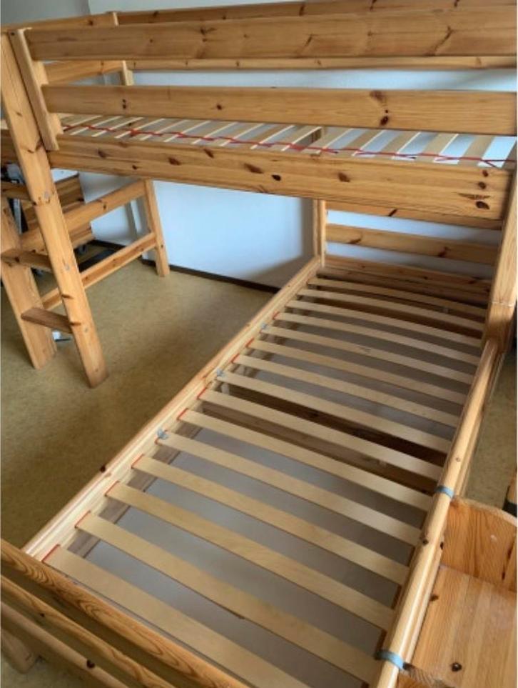 Flexa Stapelbed met onderschuifbed, Kinderen en Baby's, Kinderkamer | Bedden, Gebruikt, 180 cm of meer, 70 tot 85 cm, Hoogslaper of Stapelbed
