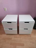 Set van 2 witte nachtkastjes, Ophalen, Minder dan 45 cm, Zo goed als nieuw, Minder dan 55 cm