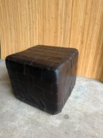 Mid-Century Leather Patchwork Ottoman, Ophalen of Verzenden, Rechthoekig, Minder dan 50 cm