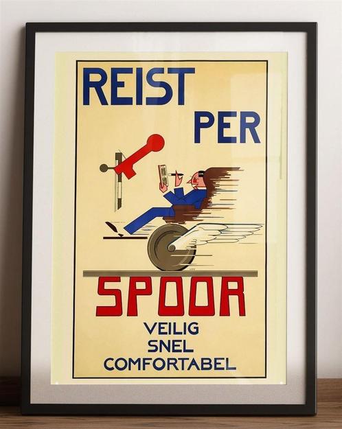 NS Affiche Reist per Spoor Trein Poster spoorwegen, Verzamelen, Spoorwegen en Tramwegen, Nieuw, Trein, Kaart of Prent, Verzenden