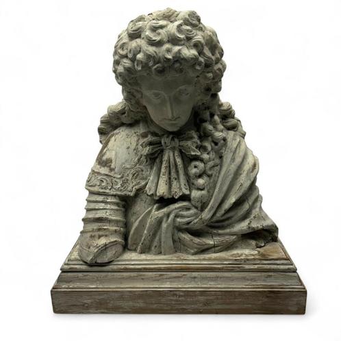 18e eeuwse Franse houten buste, Lodewijk XIV, Antiek en Kunst, Kunst | Beelden en Houtsnijwerken, Ophalen of Verzenden