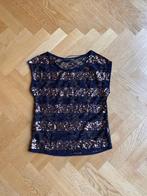 Blauw kanten top met gouden pailletten mt XS /S, Blauw, Ophalen of Verzenden, Zo goed als nieuw, Maat 36 (S)