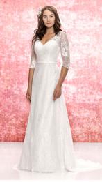 Kanten trouwjurk met mouwen maat 38, Ophalen of Verzenden, Zo goed als nieuw, Wit, Trouwjurk